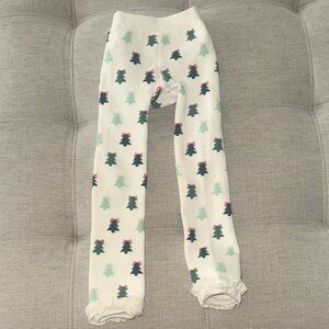 Ruffle Butts White Tights with Green and Red Tree Pattern